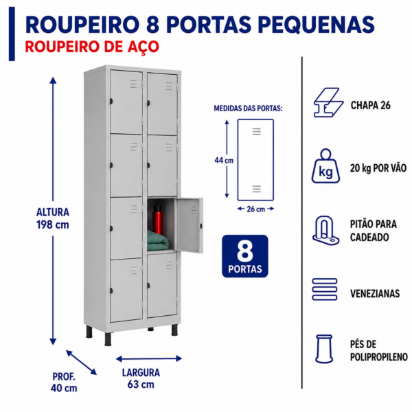 8 portas pequenas